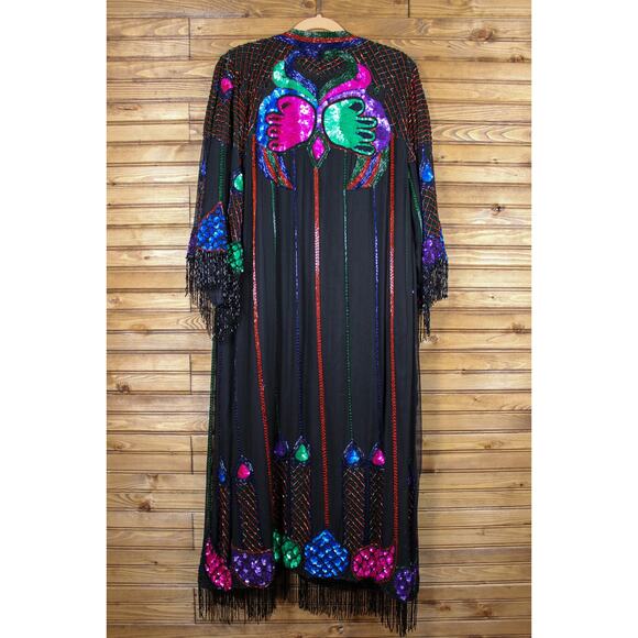 Sparkling Exclusive Vintage Silk Sequin and Beaded Duster Opera Robe Special - Picture 4 of 13